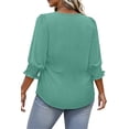 thumbnail image 4 of WellSize 3/4 Sleeve Womens Plus Size Tops Dressy Square Neck Casual Blouses Smocked Cuffs Summer Shirts, 4 of 7
