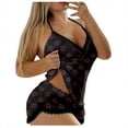 thumbnail image 2 of Pajamas For Women Set Valentines Day Heart Print V Neck Tank Top And Elastic Waist Shorts Sleepwear Soft 2 Piece Outfits Loungewear Sets Black M, 2 of 5