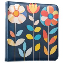 FORMRS 3 Ring Photo Album 4"x6" Self Adhesive Large Capacity PU Leather Cover, Simple Floral