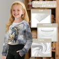 thumbnail image 6 of Xoenoiee Horse Print Girls Crop Top Casual Long Sleeve Pullover Tops Kids Loose Fit Sweatshirt Sweaters Comfy Fall Clothes, 11-12 Years, 6 of 7