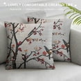 thumbnail image 3 of Qinduosi Throw Pillow Cover, Flowers Buds and Birds with Cherry Branches Style Art Painting Effect Decorative Pillow Case Linen Cushion Cover Decor Inch Pillowcase for Home White, 3 of 5