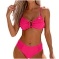 thumbnail image 2 of qucoqpe Bikini Sets for Women Two-piece Bathing Suit Summer Fashion Casual Solid Color Beach Swimsuit, 2 of 7