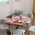 thumbnail image 5 of Christmas Gnomes Round Tablecloth for 55-60 Inch Tables,Fitted Table Cover with Elastic Edge,Xmas Tree Gift Wooden Red Black Plaid Waterproof Outdoor Table Cloth Protector for Patio Garden Dinner, 5 of 9