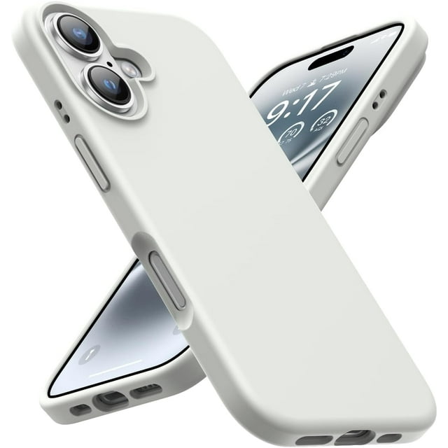 KOMI Designed for iPhone 16 Case,Shockproof Liquid Silicone Protective Phone Case with Soft Anti-Scratch Microfiber Lining Ultra Slim Drop Protection Phone Cover 6.1 inch Antique White
