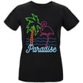 thumbnail image 1 of Retro 80s Neon Sign Flamingo Paradise Womens T Shirt, 1 of 1