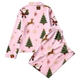 thumbnail image 5 of Womens Christmas Pajama Set Long Sleeve Collared Sleep Shirt and Lounge Pants Festive Holiday Loungewear Outfit for Home, 5 of 5