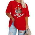 thumbnail image 2 of XDZJLR Chemises de Noël pour Femmes Grande Taille Imprimé de Noël T-Shirt Col Rond Ample Haut Graphique de Vacances Confortable Tenue Décontractée Rouge TG, 2 of 3