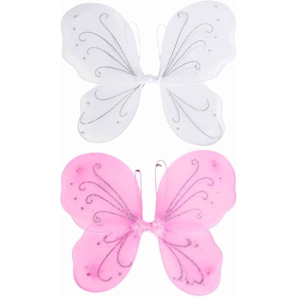 2 alas de hada para mujer, alas de mariposa brillantes, alas de ángel de hada, traje de fiesta, disfraz de hada de alas de princesa