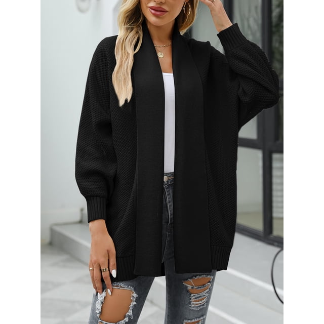Charmo Cardigan en Tricot à devant Ouvert pour Femmes, Coupe Ample, Manches Longues, Manteau