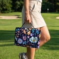 thumbnail image 2 of SEANATIVE Golf Cart Accessories Universal Golf Cart Seat Covers Portable Foldable Design, Anti-Scratch Non-Slip Club Car Front Seat Blanket Towel Machine Washable, Hippie Flower Lotus Violet Blue, 2 of 7