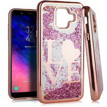 GSA Love Glitter Motion Case For Samsung Galaxy A6, A600 Rose Gold