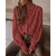 thumbnail image 4 of Camisa PRETTYGARDEN de Encaje con Botones, Manga Larga, Marrón Rojo, Talle XL, 4 of 8