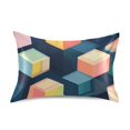 thumbnail image 7 of Yayeee Pillowcase King Size Set of 2 Satin Wrinkle Resistant Pillow Case, Blue Cubes, 7 of 7