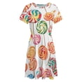 thumbnail image 4 of Pastel Rainbow Lollipop Sundress Short Sleeve Dress Summer Women Clothes Dress for Women Dresses, 4 of 7