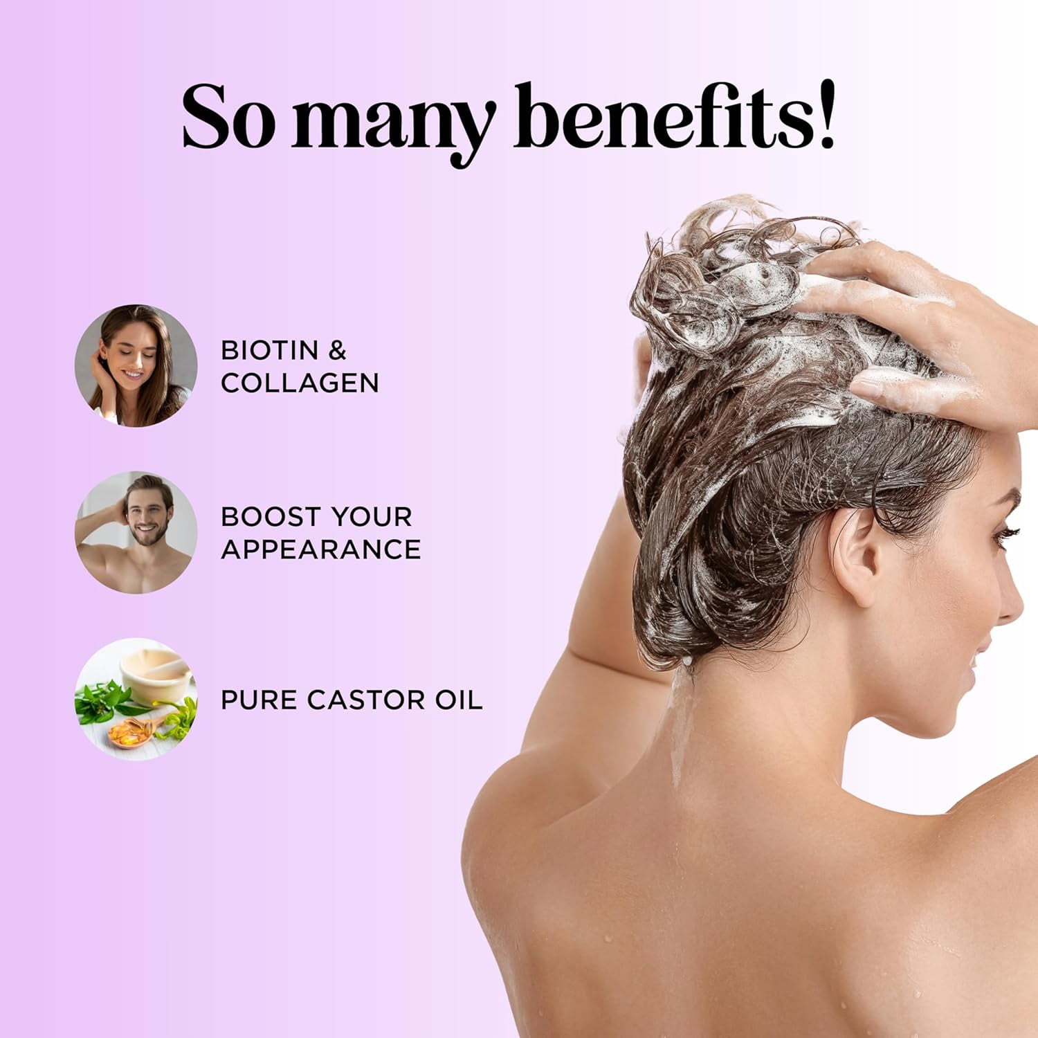Advanced Biotin Shampoo for Hair Growth - Biotin Shampoo for Thinning Hair and Hair Loss with Black Castor Caffeine Collagen and Rosemary Oil for Hair Growth - Thickening Shampoo for Men and Women