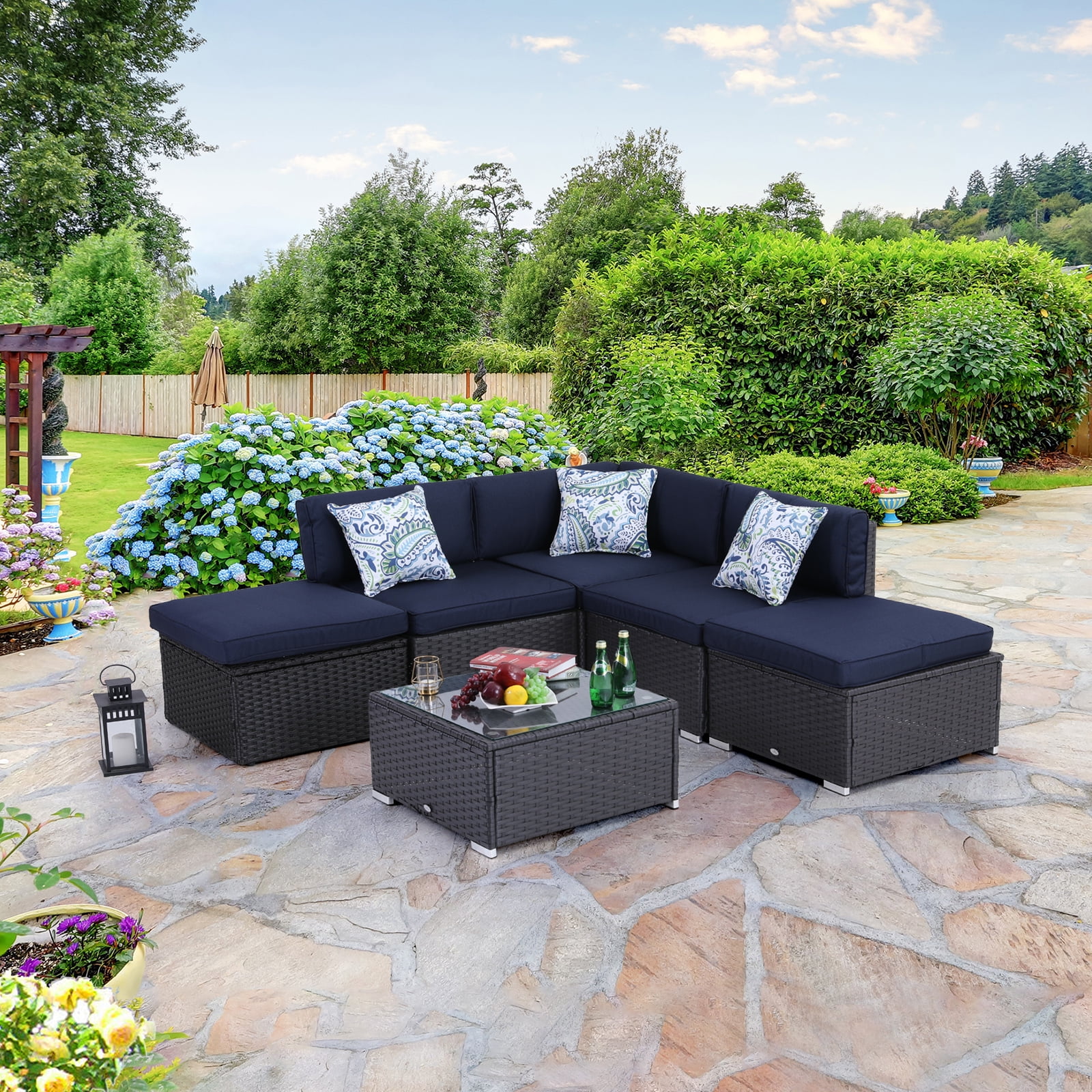 MF Studio 6 Pieces Patio sofa Sets AllWeather Outdoor Sectional Sofa