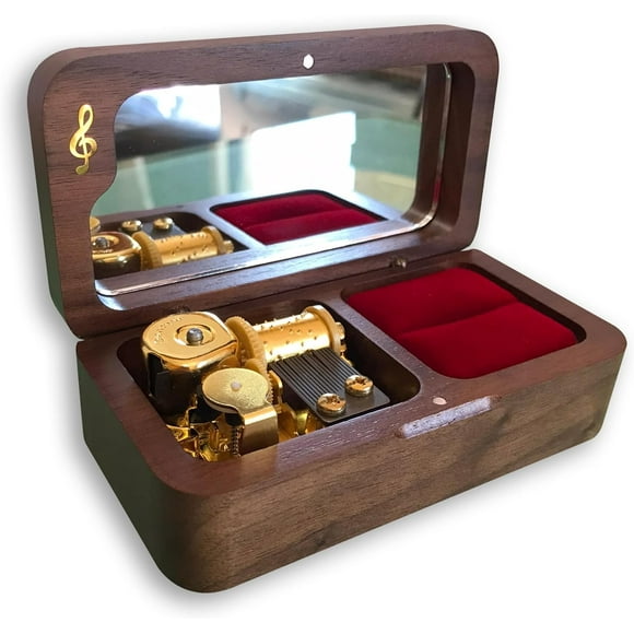 BinkeGG Play (Howl's M0ving Castle (Merry Go Round of Life)) Walnut Wind up Wooden Music Box Jewelry Box with Sankyo Musical Movement (65 Tunes Option)