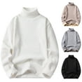 thumbnail image 6 of comerut Turtleneck Long Sleeves Fleece Lining Ribbed Trim Men Sweater Autumn Winter Solid Color Thickened Warm Sweater Jumper Daily Clothing, 6 of 8