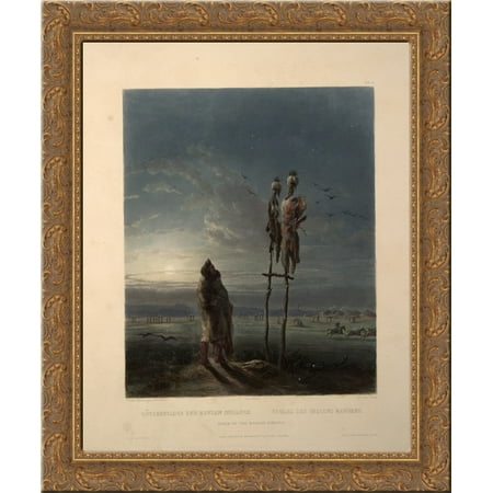 Idols of the Mandan Indians, plate 25 from volume 2 of `Travels in the Interior of North America' 24x20 Gold Ornate Wood Framed Canvas Art by Karl