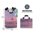 thumbnail image 5 of Foldable Laundry Hamper Bag with Handles Dirty Clothes Basket 12.6" x 11" x 22.7" Pink Butterflies Flying, 5 of 7