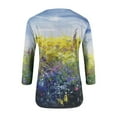thumbnail image 4 of Hauts d'Été Mode Femmes Été Imprimé Manches Mi-Longues Col Rond Tee Décontracté Hauts Blouses d'Été pour Femmes en Liquidation, 4 of 5