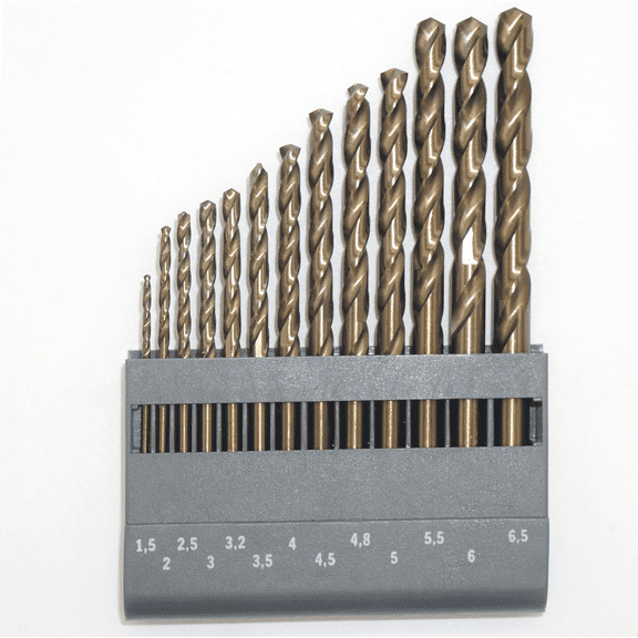 M35 Cobalt Round Straight Handle Metric Drill bit Set 1.5mm-6.5mm Drill Bits Suitable for Stainless Steel, Hard Metal, Cast Iron, Copper, Aluminum Plastic(13pices)