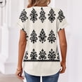 thumbnail image 5 of BOMYJESK Women's Tops Short Sleeve V Neck T Shirts Business Casual Western Ethnic Style Basic Blouses 2026 Spring Trendy Going Out Loose Fit Outfits Beige L, 5 of 7
