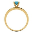 thumbnail image 4 of 0.5 ct Princess Cut Simulated Turquoise Solitaire 14K Yellow Gold Womens Engagement Ring, 4 of 5
