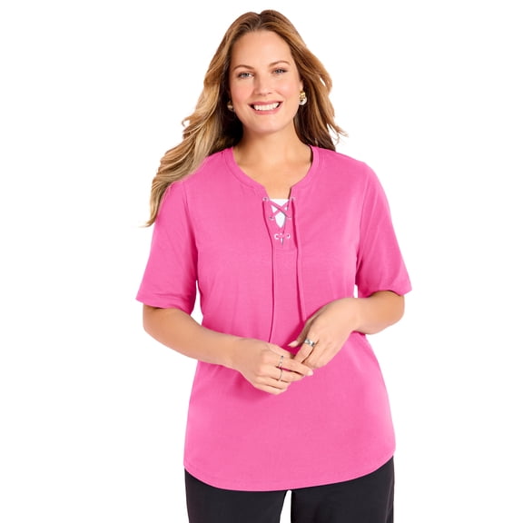 Catherines Women's Plus Size Suprema Lace-Up Tee