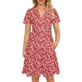 thumbnail image 4 of UVN Vestidos de Verano para Mujer Manga Corta Cuello en V Vestido Midi Damas Casual Playa Línea a Vestido Veraniego con Bolsillos, 4 of 9