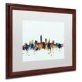 thumbnail image 3 of Trademark Fine Art "Cleveland Ohio Skyline Blue" Canvas Art by Michael Tompsett, White Matte, Wood Frame, 3 of 3