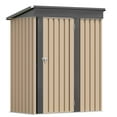 thumbnail image 2 of Patiowell 5' x 3' Outdoor Storage Shed, Metal Garden Tool Shed with Sloping Roof and Lockable Door, Brown, 2 of 8