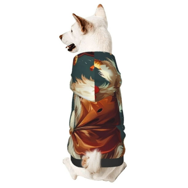 Fotbe Chef Chicken With Beer Bottles Sudadera con Estampado para Perros Pequeños – Suéter con Capucha para Mascotas, Tela Suave de Forro Polar con Bolsillo-Large