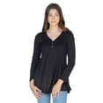 thumbnail image 3 of 24seven Comfort Apparel Womens Flared Long Sleeve Henley Tunic Top, 3 of 9