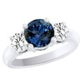 thumbnail image 2 of AFFY (1.55ct) Simulated Blue Sapphire & White Diamond Three Stone Engagement Ring In 14k White Gold With Ring Size 9, 2 of 2
