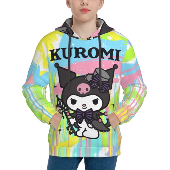 Sanrio Kuromi Kids' Hoodie 3d Print Sweatshirt Soft Pullover Hooded With Big Pockets Fans Gifts For Boys Or Girls X-Large
