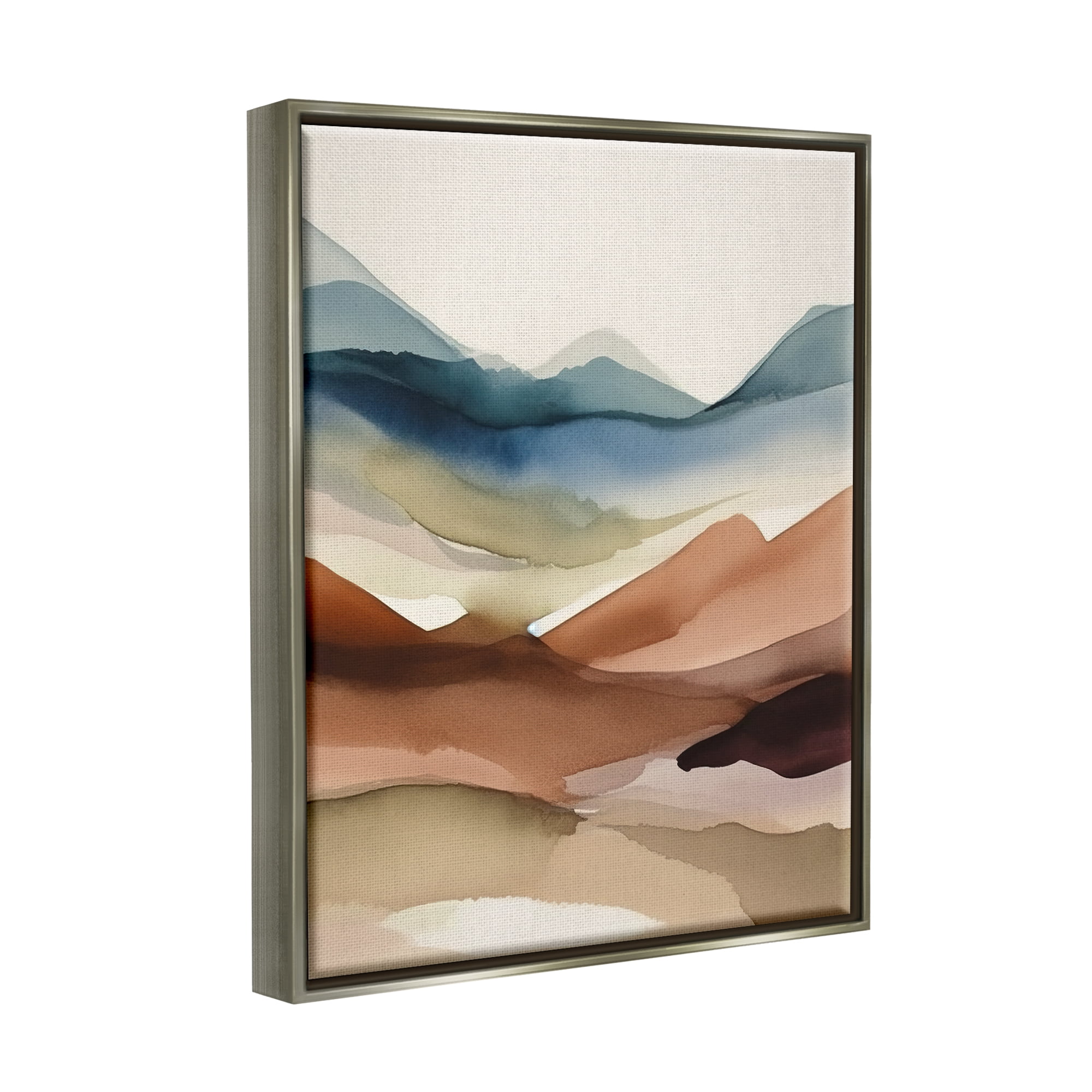 Stupell Industries Abstract Desert Landscape Landscape Painting Gray Floater Framed Canvas Art Print Wall Art, 17 x 21