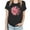 Black, variant on ICHUANYI Women's Stylish Crewneck Print Short Sleeve T-shirt Casual Loose Shirt Tops Cloth New Trending