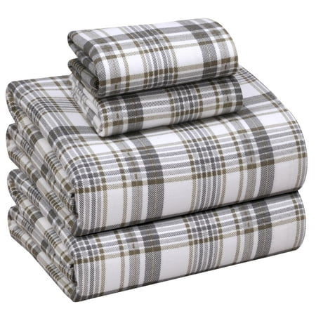 Ruvanti Flannel Sheets California King Size - 100% Cotton Brushed Cal King Bed Sheets Set - Deep Pockets 16 Inches - All Seasons Breathable & Extra Soft - Warm & Cozy, 4 Piece, Modest