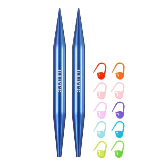 US Size 13 (9mm) Interchangeable Circular Knitting Needles with 10 Colorful Stitch Markers