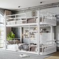 thumbnail image 4 of Leumius Twin XL over Twin XL Bunk Bed Frame with Ladders & Guardrails, Upgraded Round-Pipe Metal Frame, Stylish & Versatile for Any Room,White, 4 of 9