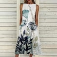 thumbnail image 2 of Plus Size Tank Dresses for Women Sleeveless Boat Neck Casual Mid Length Dress with Pockets Loose-Fit Leaf Printed Length Dress, 2 of 4