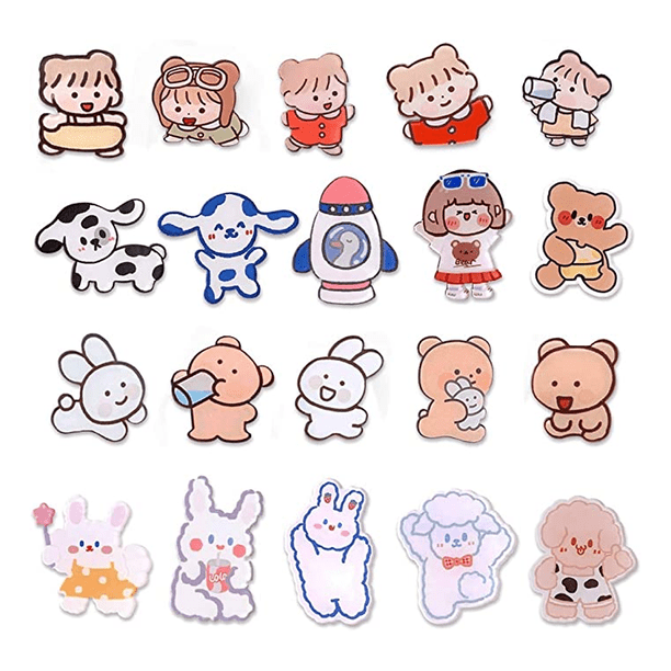 Juego de 20 broches de acrílico de dibujos animados, lindo pin de insignias de solapa estéticas, 20 estilos de patrón de oveja, perro, conejo, oso, niña, broche para ropa de bricolaje, bolsas, chaquet