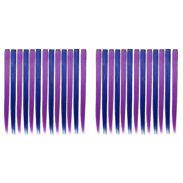 13 piezas de postizos sintéticos rectos con clip YONGSHENG colorido 55 cm morado Azul