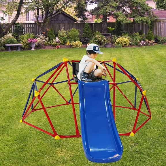 6FT Lifetime Dome Climber, SHINPT Outdoor Climbing Structures, Outdoor Slide for 3-8 Kids, Climbing Dome with Slide for Yard, Lawn, Backyard, Jungle Gym for Kids for Special Birthday Gift