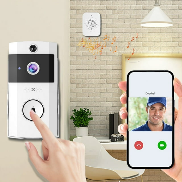 Timbre de video inalámbrico remoto, timbre visual inteligente para el hogar, audio bidireccional, detección de movimiento, visión nocturna, wifi, timbre de seguridad recargable.