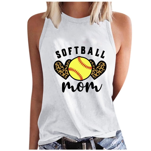 Birdeem Womens Summer Baseball Printed Sleeveless Round Neck Tank Top Round Neck Tank Top
