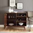 thumbnail image 3 of Walker Edison Mid-Century Modern Wood Kitchen Buffet Sideboard with Bottle Storage Entryway Serving Wine Storage Doors Dining Room Console 36 Inch, Walnut, 3 of 5