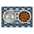 thumbnail image 1 of Swans Pet Mat for Food and Water, Watercolor Effect Floating Plumage on Squares in Old Dusty Blue Tones, Non-Slip Rubber Mat for Dogs and Cats, 18" X 12", by Ambesonne, 1 of 2