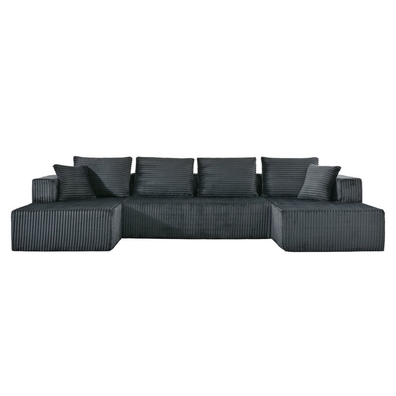 U-Shaped Modular Sectional Sofa with Double Chaise, 132.1'' Oversized Corduroy Sofa Couch with Deep Seat for Living Room Apartment